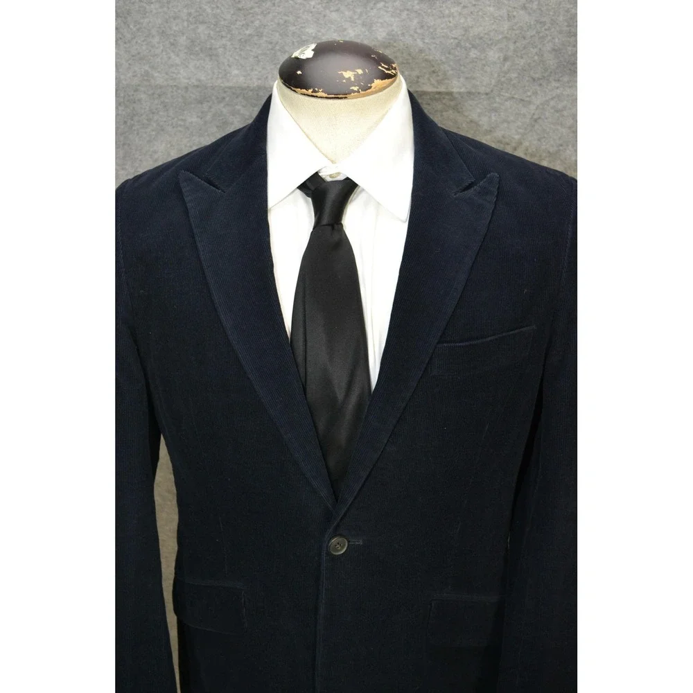 Reiss Blazer Mens 38S Navy Blue Corduroy Cotton Casual Luxury‎ Sport Coat Jacket